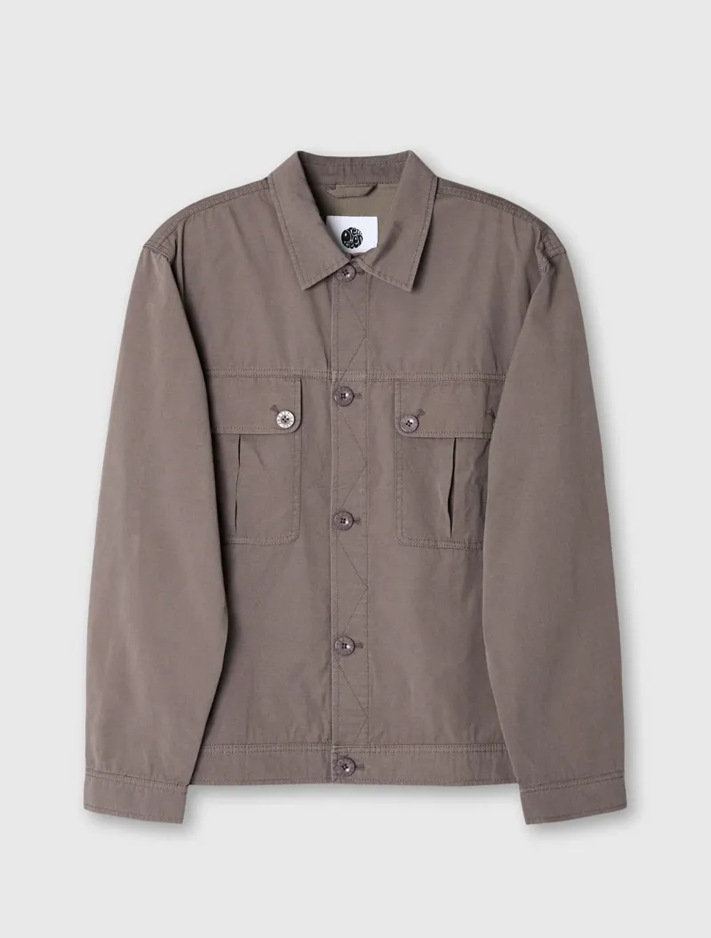 Pretty Green Bostall Solid Overshirt Grey-5