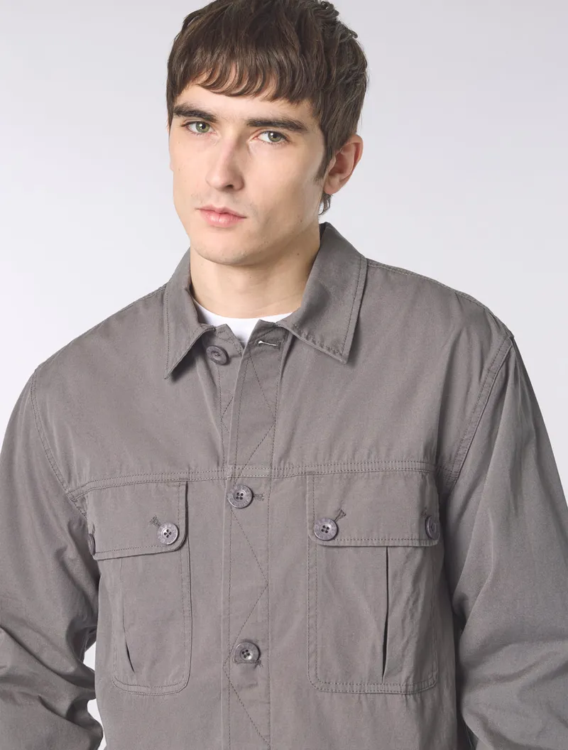Pretty Green Bostall Solid Overshirt Grey-4