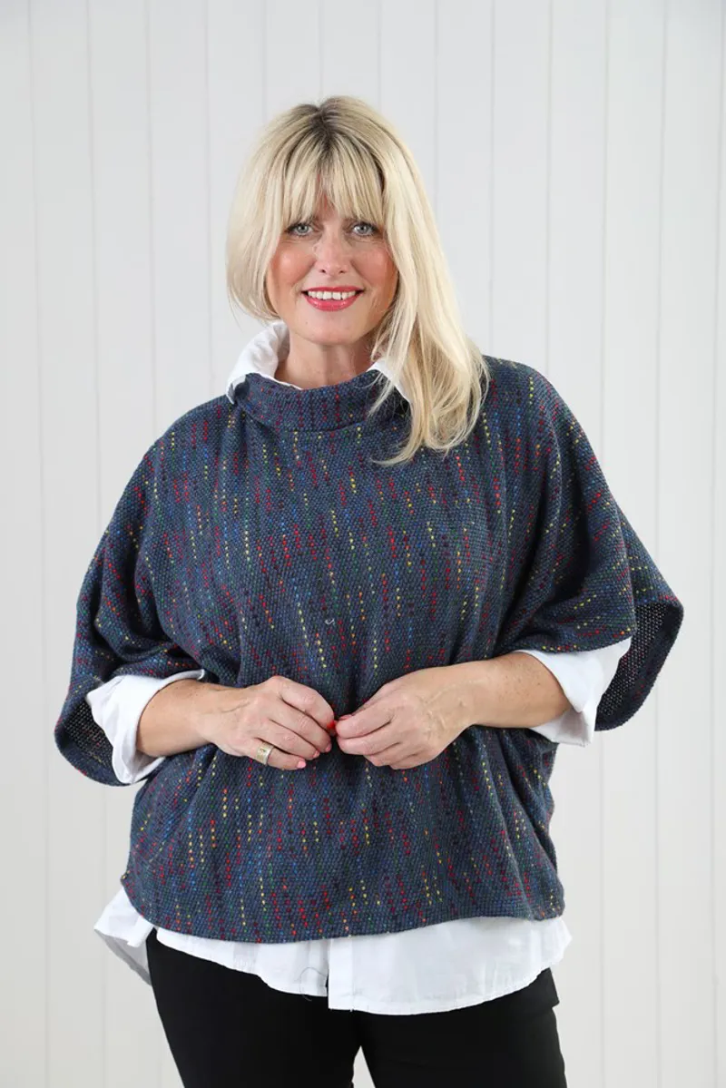 Goose Island  rainbow fleck poncho Blue Jean