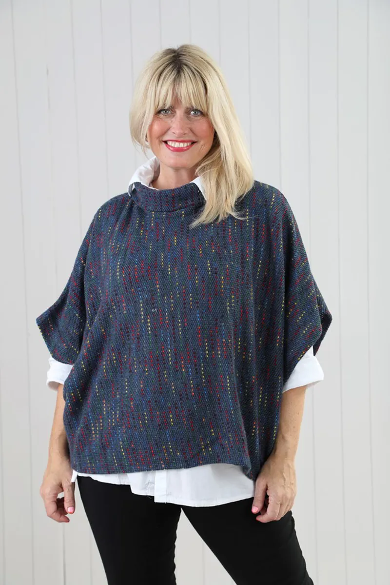 Goose Island  rainbow fleck poncho Blue Jean-2