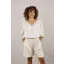 Goose Island Linen Elastic Waist Button Shorts Beige