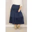 Goose Island Cotton Embossed Shirred Skirt Navy