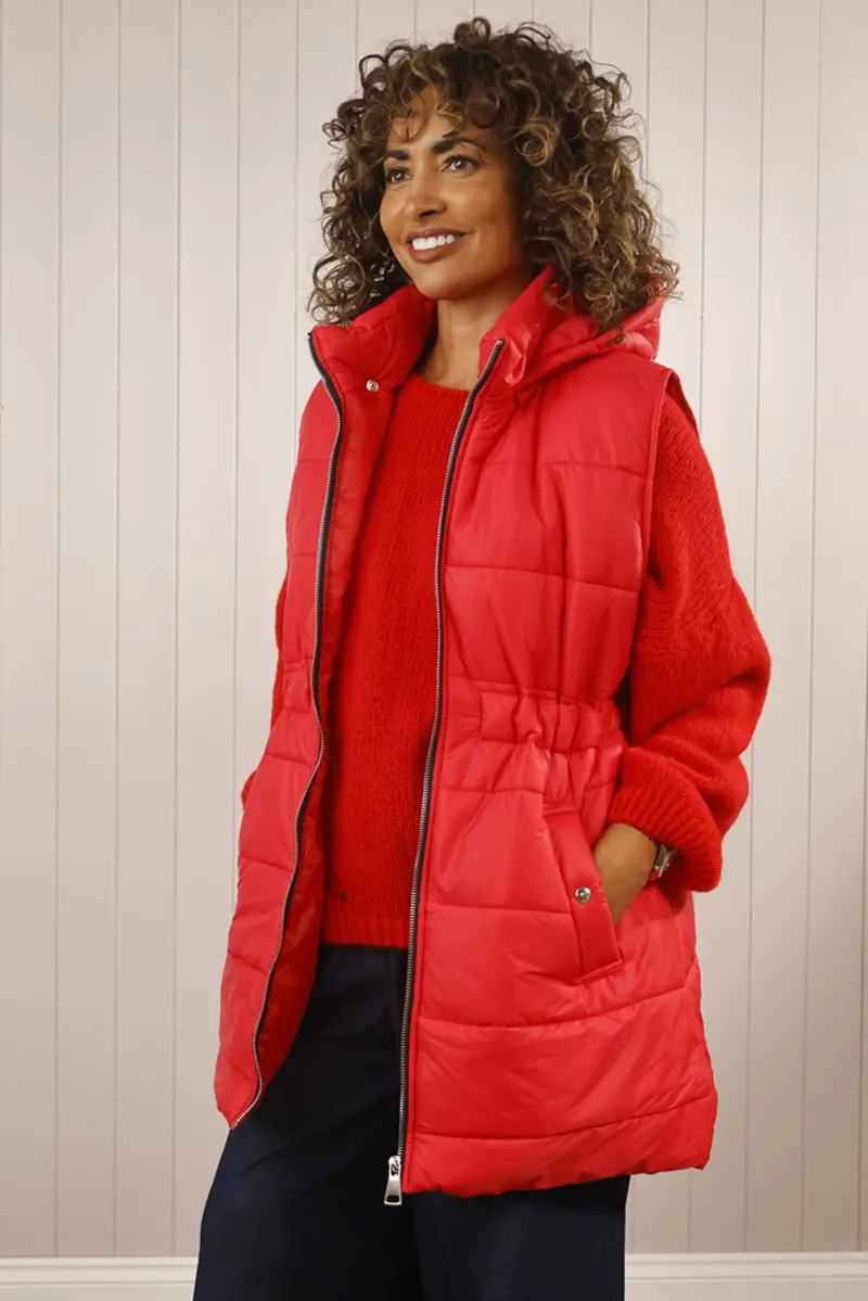 Goose Island Hooded Pocket Puffer Gilet Raspberry-1