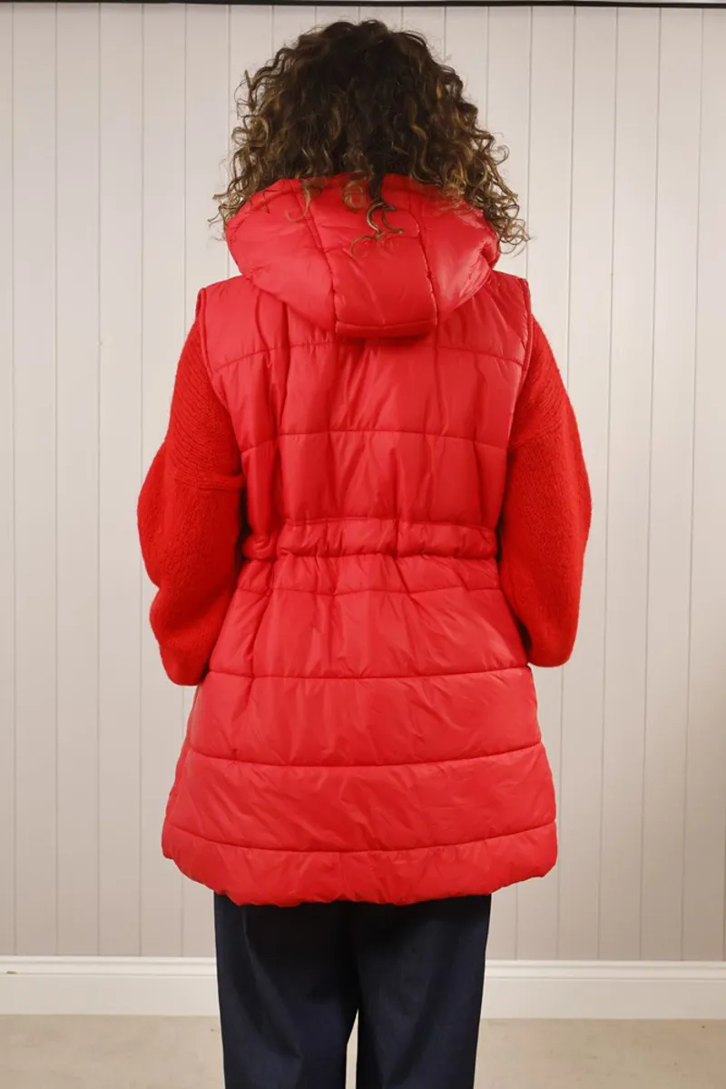 Goose Island Hooded Pocket Puffer Gilet Raspberry-2