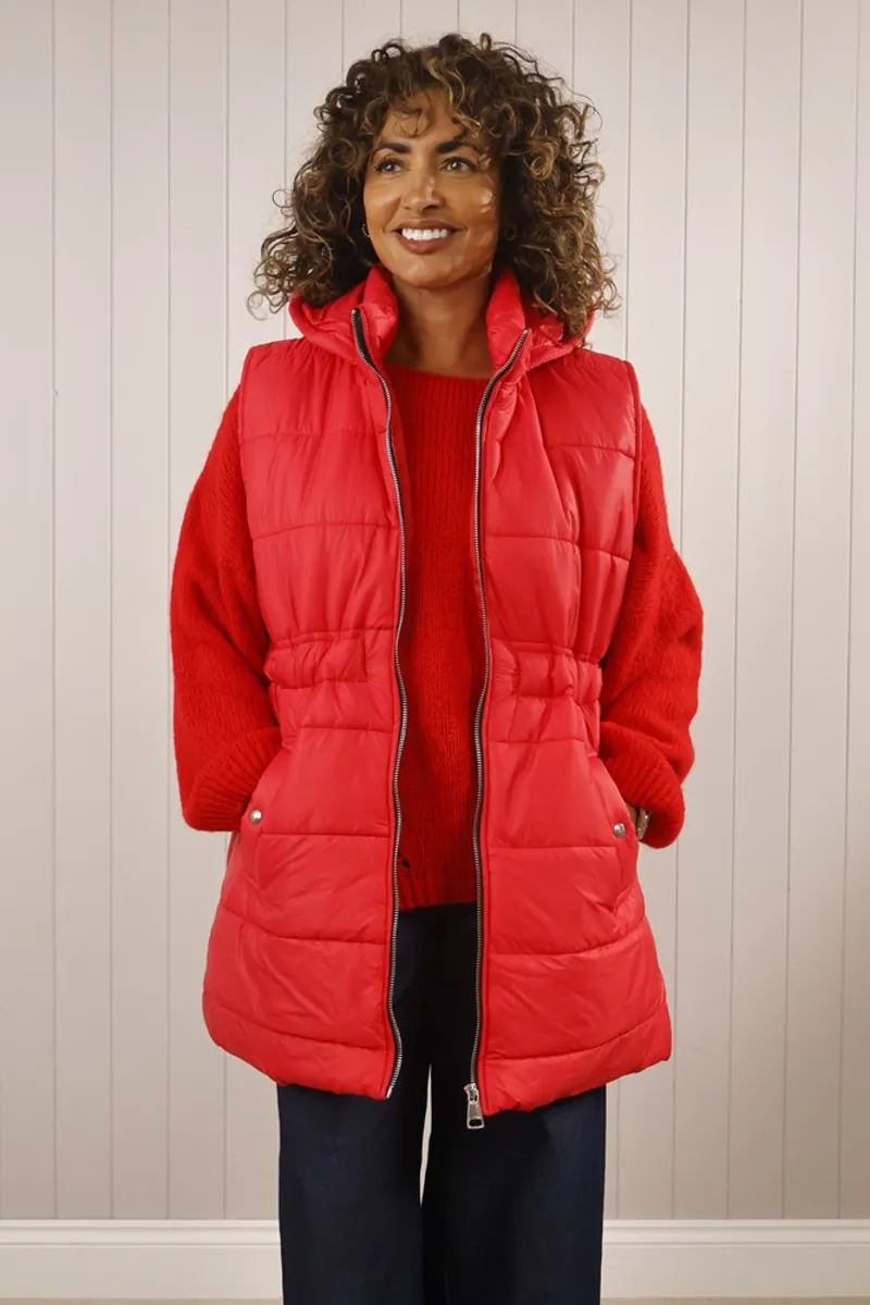 Goose Island Hooded Pocket Puffer Gilet Raspberry