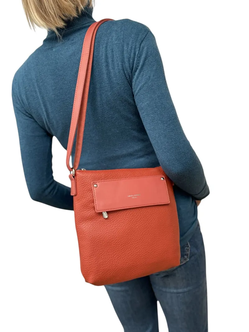 David Jones cross body bag with flap Orange-1