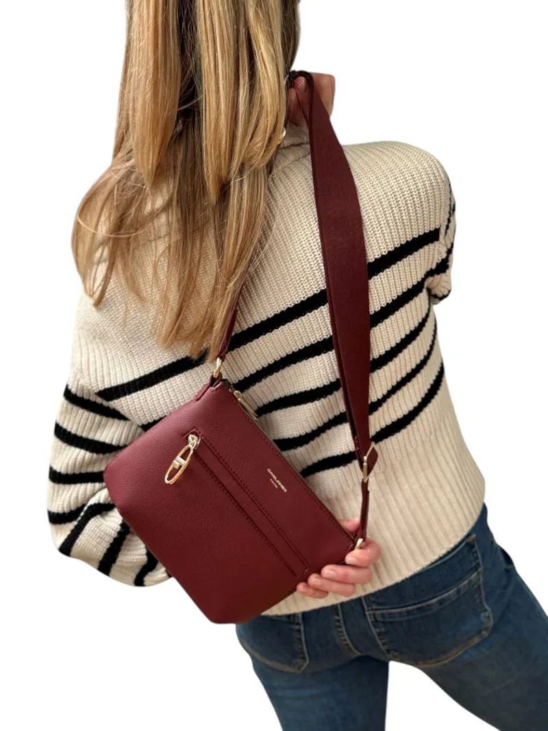 David Jones small bag wide strap Wine-1