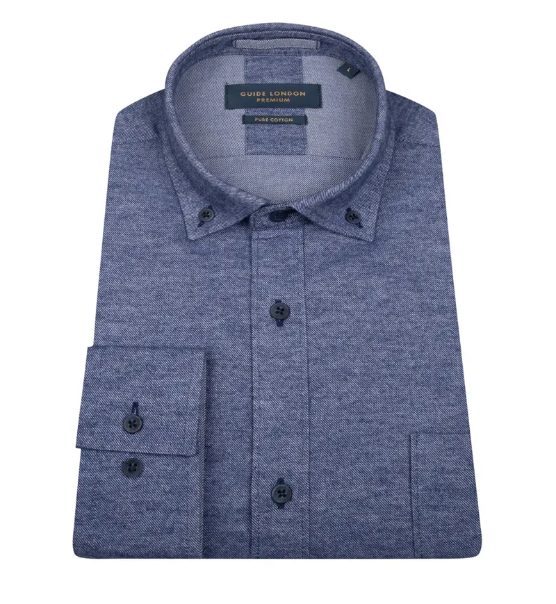 Guide London Flannel Long Sleeve Shirt Blue