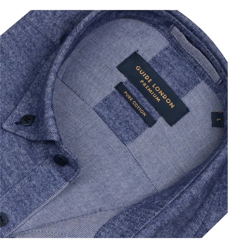 Guide London Flannel Long Sleeve Shirt Blue-1