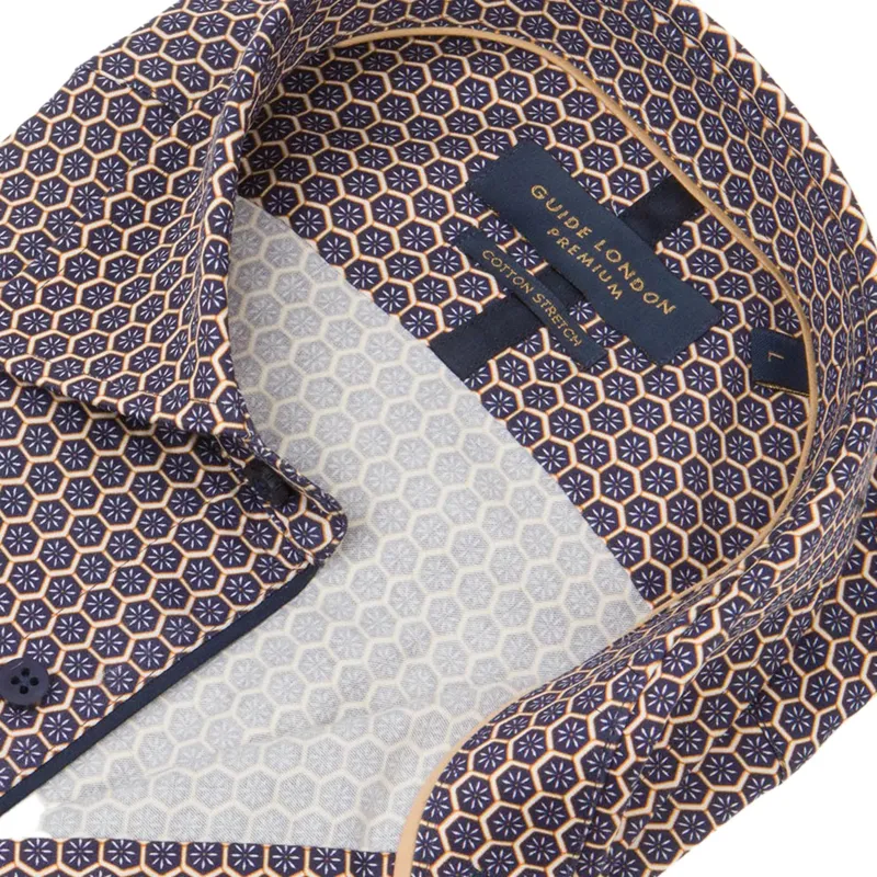 Guide London Geometric Print Shirt Navy XL ONLY-1