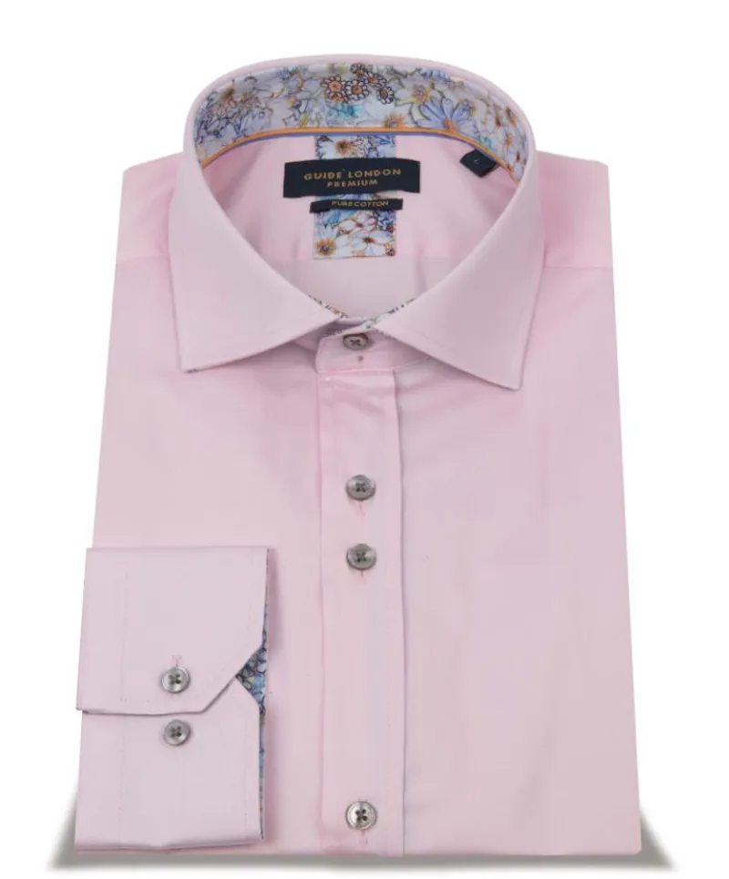 Guide London Cotton Sateen Shirt Pink MEDIUM ONLY LAST ONE