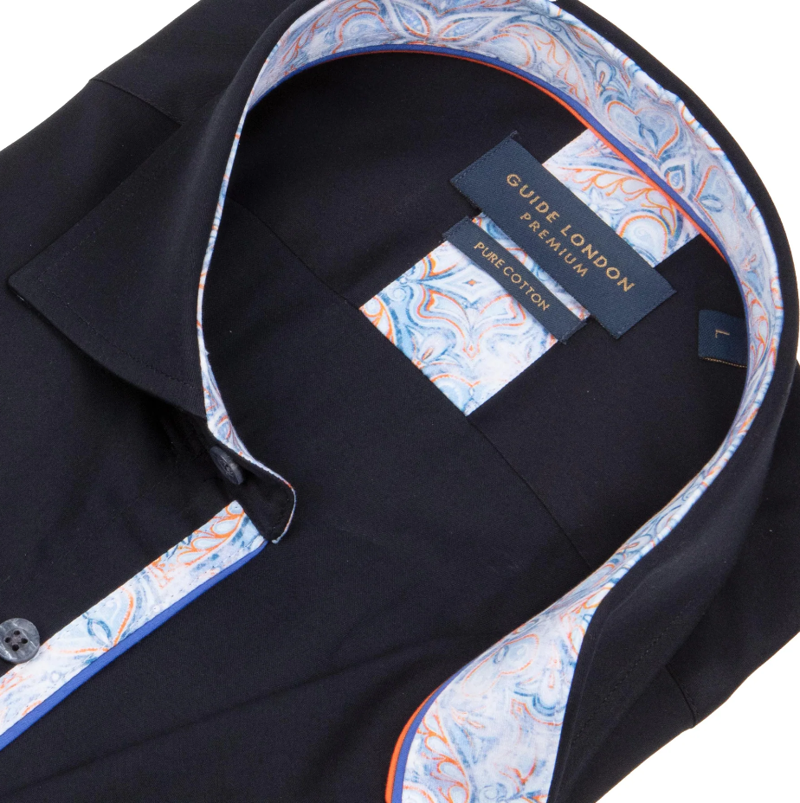 Guide Solid Colour Sateen Shirt Navy-1