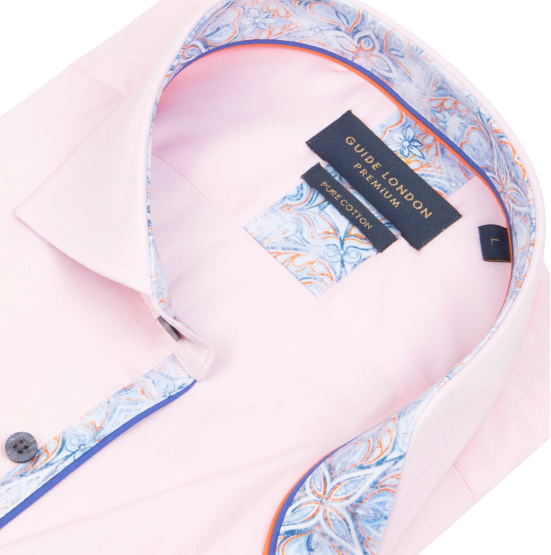 Guide Solid Colour Sateen Shirt Pink-1