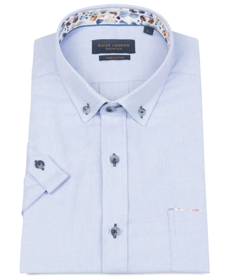 Guide Textured Short Sleeve Shirt with Pocket Sky XL ONLY LAST ONE