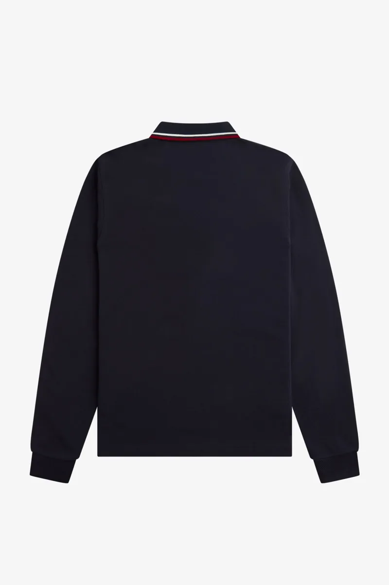 Fred Perry Long Sleeve Polo T-shirt Navy / White / Red LARGE ONLY-2