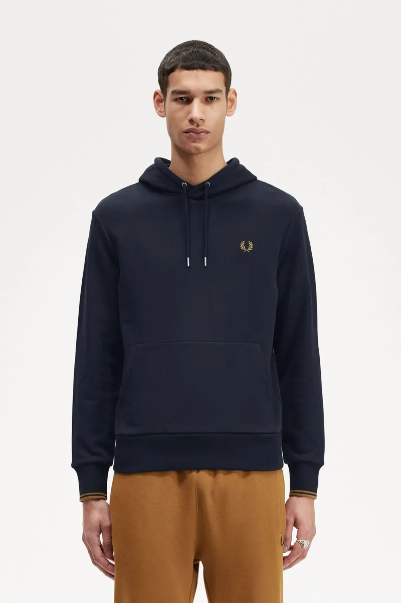 Fred Perry Overhead Tipped Hoodie Navy / Caramel XXL ONLY LAST ONE-1