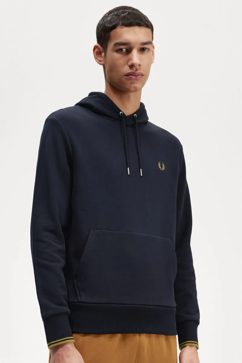 Fred Perry Overhead Tipped Hoodie Navy / Caramel XXL ONLY LAST ONE-3