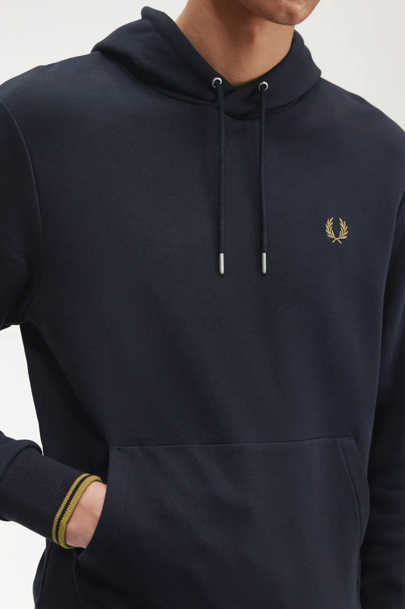 Fred Perry Overhead Tipped Hoodie Navy / Caramel XXL ONLY LAST ONE-4