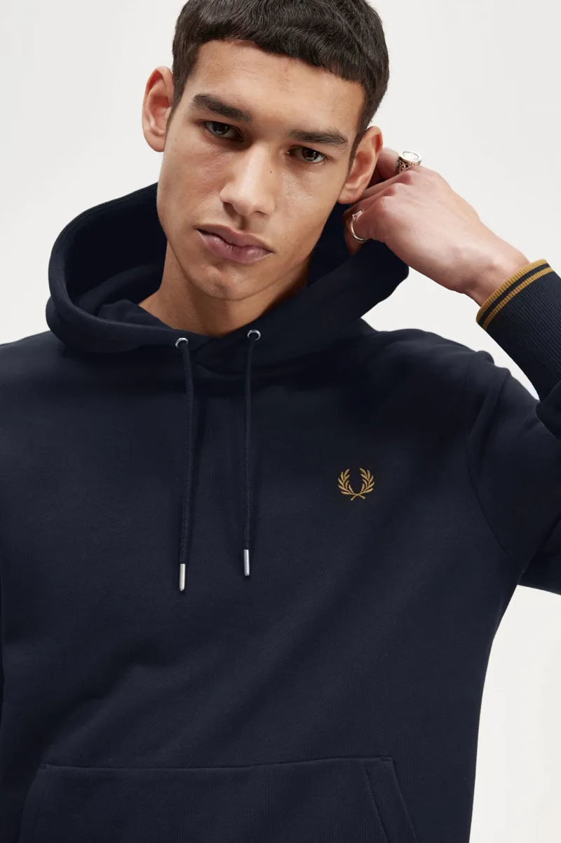 Fred Perry Overhead Tipped Hoodie Navy / Caramel XXL ONLY LAST ONE-5