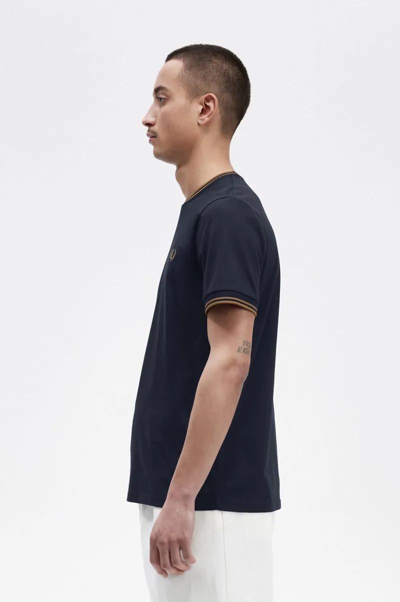 Fred Perry Twin Tipped T-shirt Navy / Dark Caramel-2