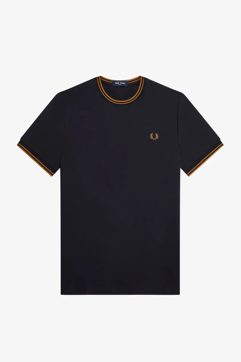 Fred Perry Twin Tipped T-shirt Navy / Dark Caramel-4