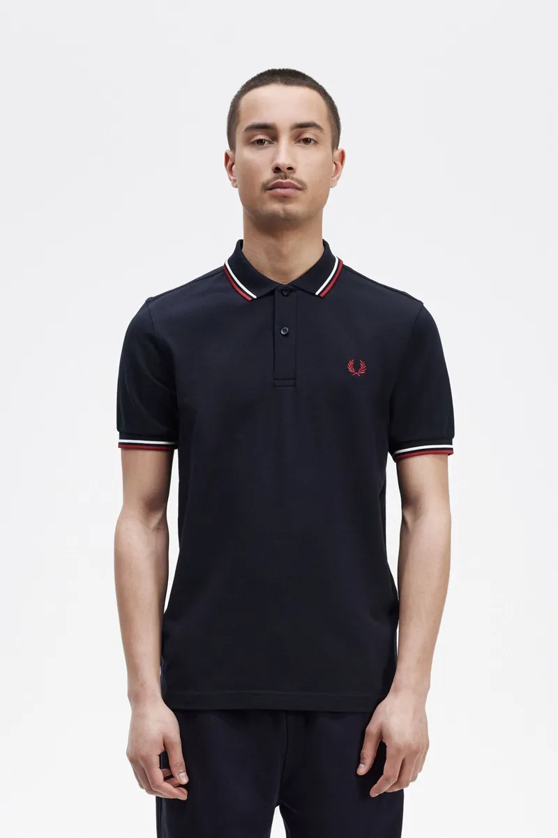 Fred Perry M3600-T55 Polo T-shirt Navy / Burnt Red / White-2