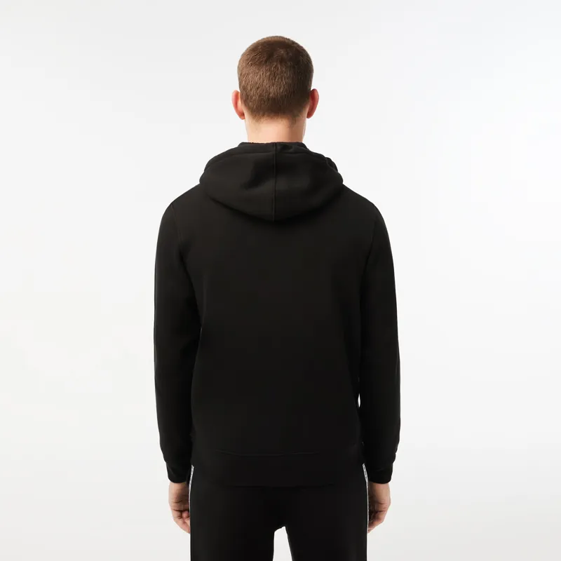 Lacoste Classic Fit Zipped Hoodie Brand Stripes Black-3