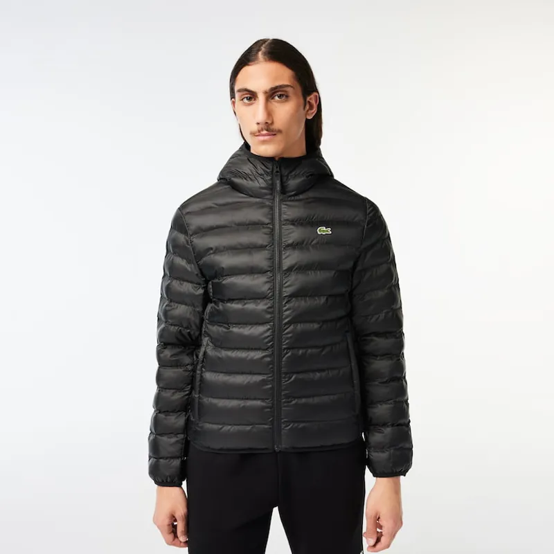 Lacoste Quilted Hooded Short Jacket Black MEDIUM ONLY -2
