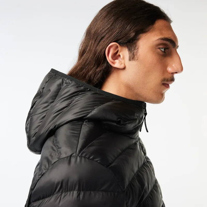 Lacoste Quilted Hooded Short Jacket Black MEDIUM ONLY -4