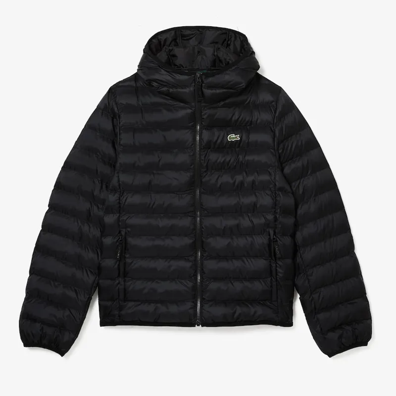 Lacoste Quilted Hooded Short Jacket Black MEDIUM ONLY 