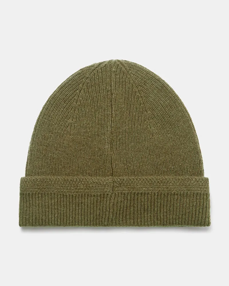 Lyle and Scott Racked Ribbed Beanie Hat Olive-1