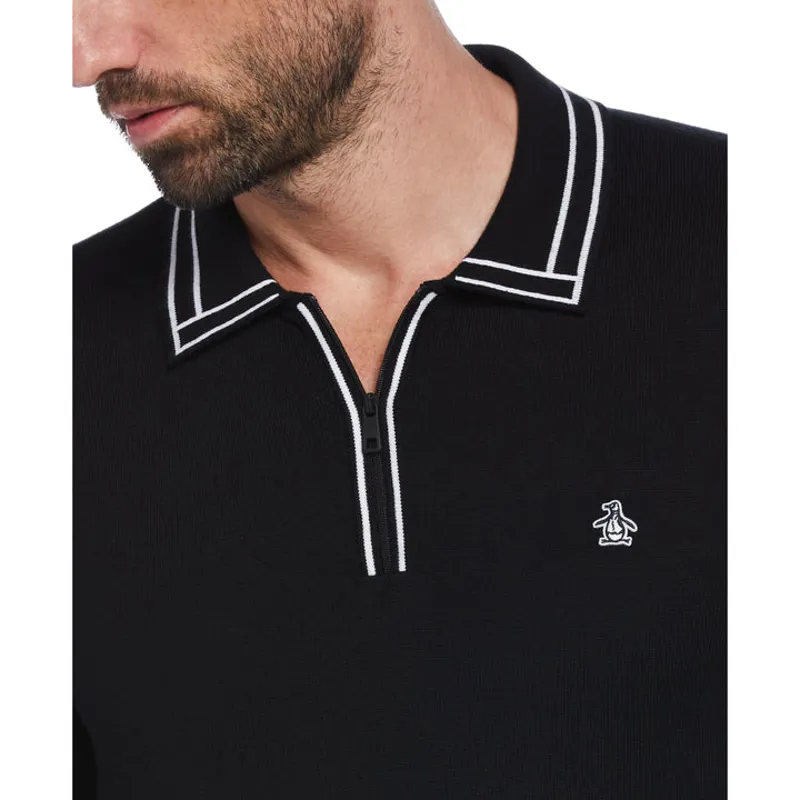 Penguin Quarter Zip Long Sleeve Polo Black XL ONLY LAST ONE-1