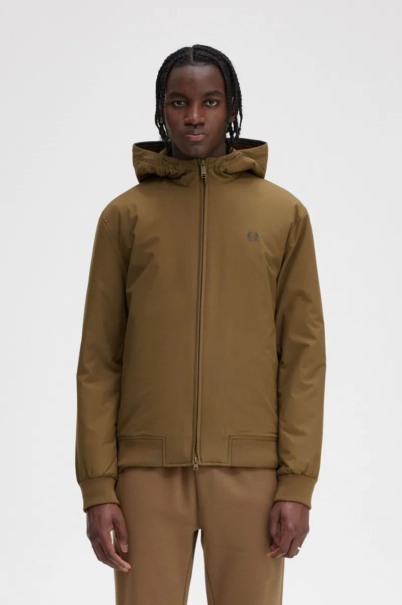 Fred Perry Padded Hooded Brentham Jacket Shaded Stone LARGE ONLY-10