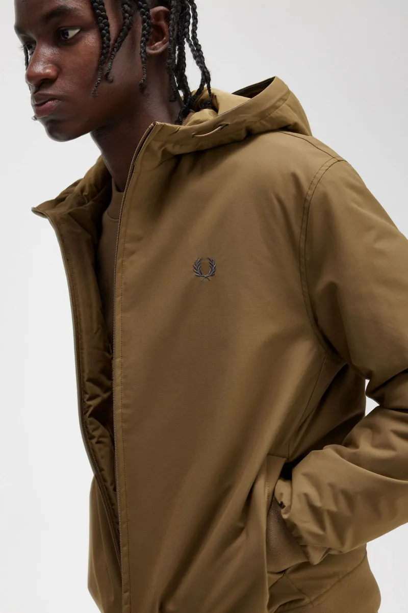 Fred Perry Padded Hooded Brentham Jacket Shaded Stone LARGE ONLY-3