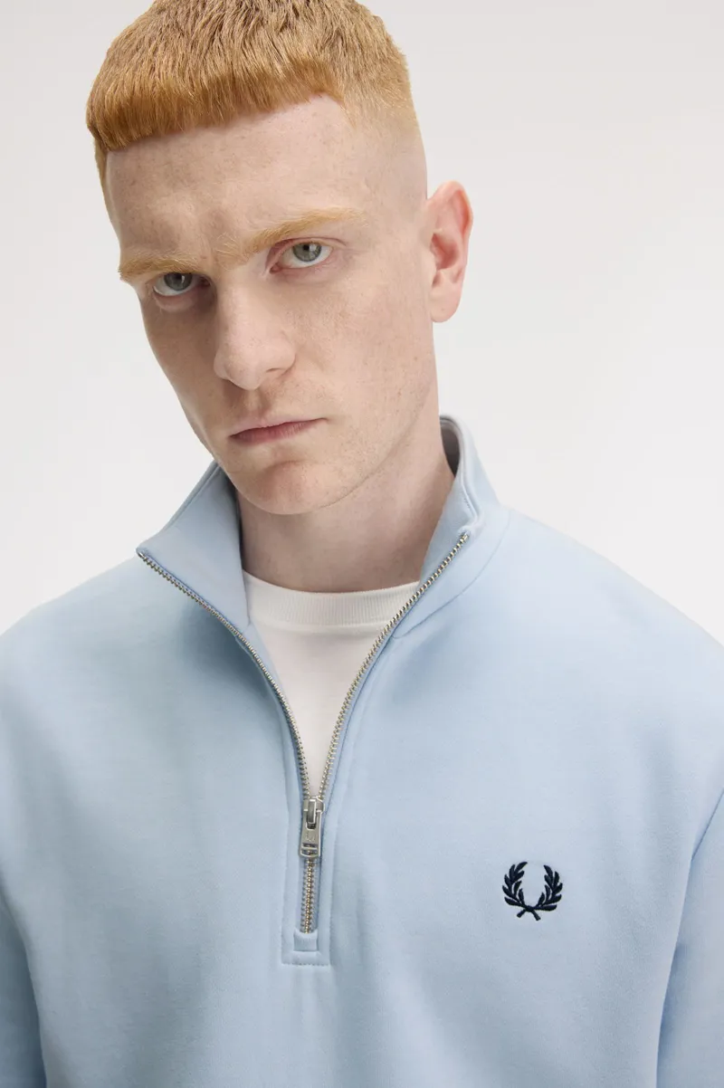 Fred Perry Half Zip Sweatshirt Light Smoke-7