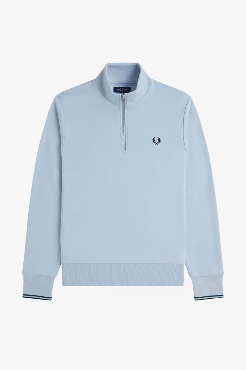 Fred Perry Half Zip Sweatshirt Light Smoke-9