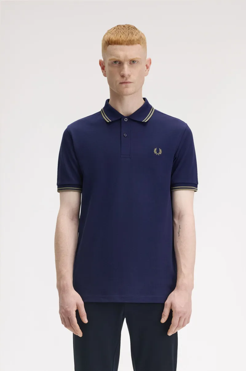 Fred Perry M3600 Y59 Polo T-shirt French Navy / Olive Mint-2