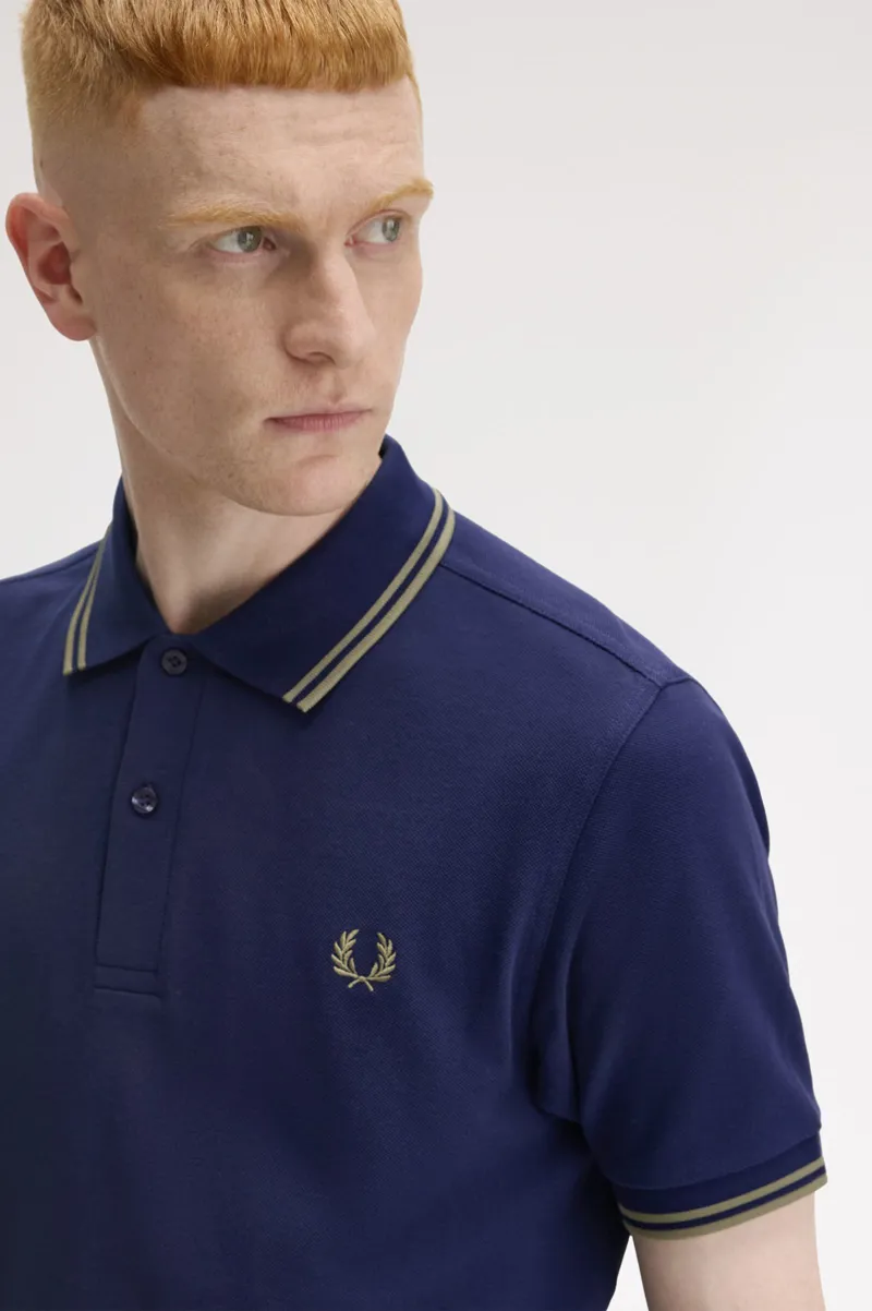 Fred Perry M3600 Y59 Polo T-shirt French Navy / Olive Mint-3
