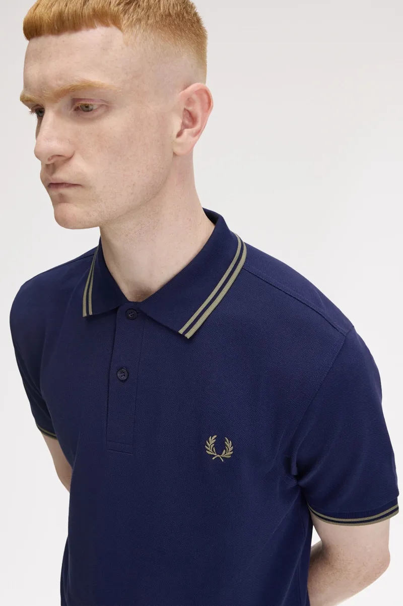 Fred Perry M3600 Y59 Polo T-shirt French Navy / Olive Mint-5