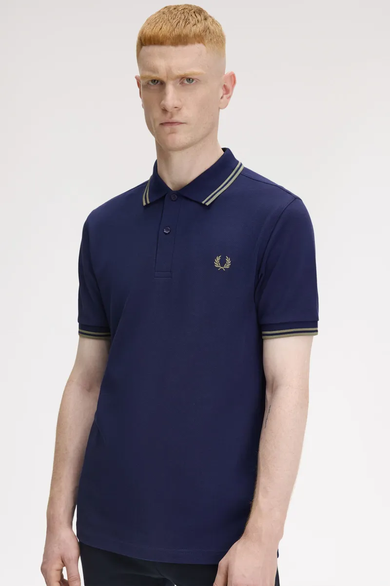 Fred Perry M3600 Y59 Polo T-shirt French Navy / Olive Mint-7