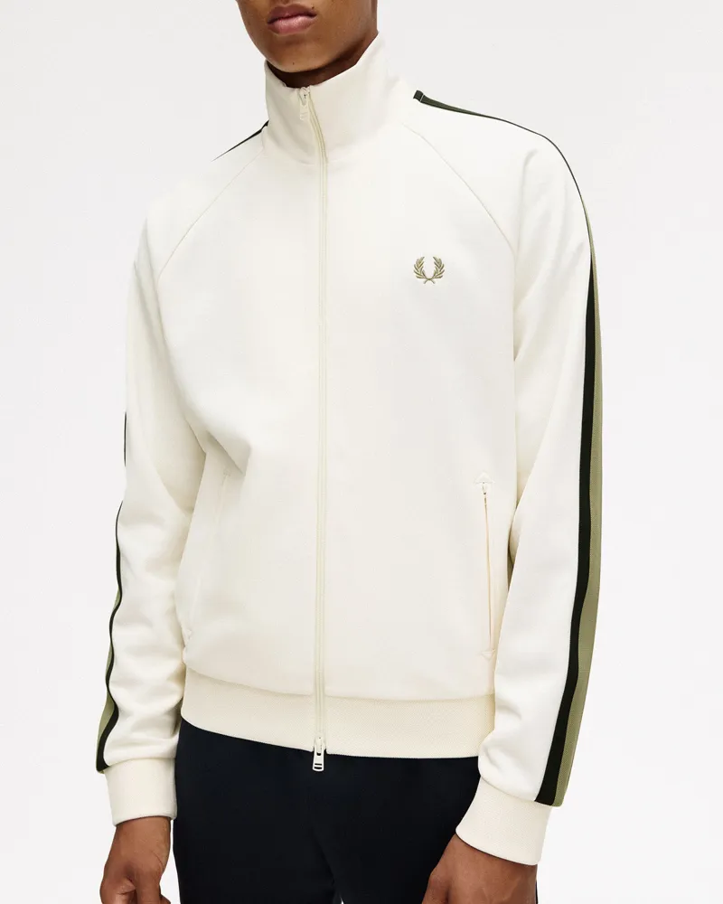 Fred Perry Two Colour Tape Track Jacket Ecru-1