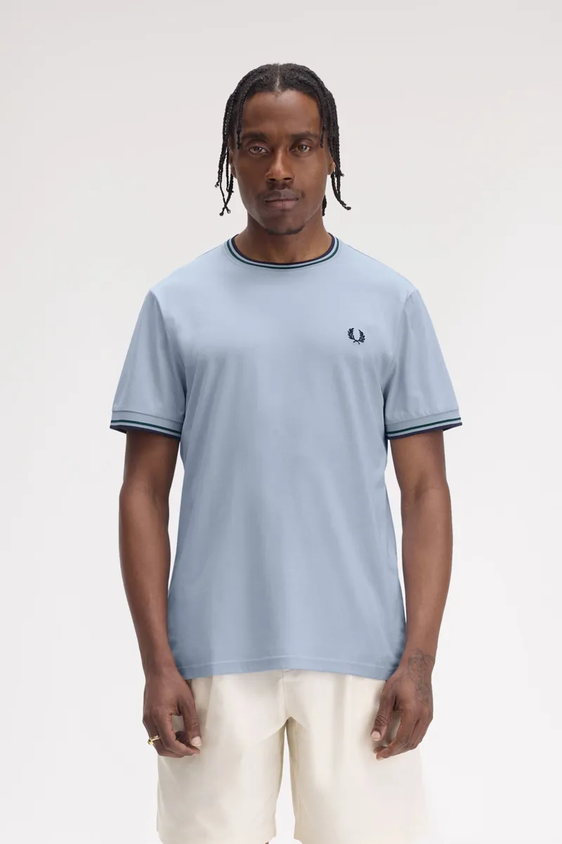 Fred Perry Twin Tipped T-shirt Light Smoke / Petrol Blue-1