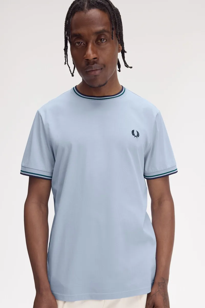Fred Perry Twin Tipped T-shirt Light Smoke / Petrol Blue-3