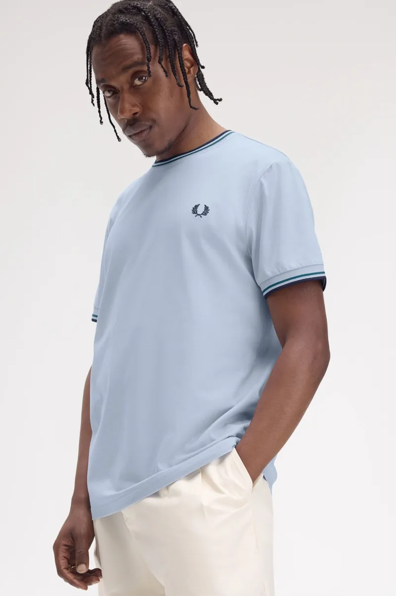 Fred Perry Twin Tipped T-shirt Light Smoke / Petrol Blue-4