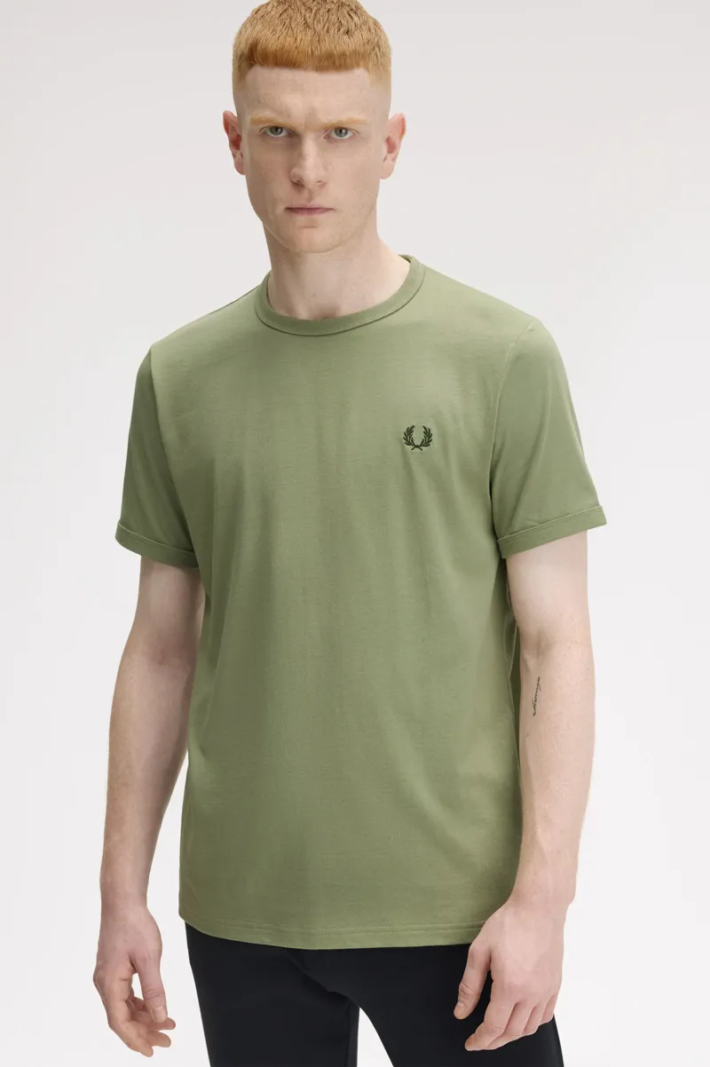 Fred Perry M3519-X88 Ringer T-shirt Olive-3