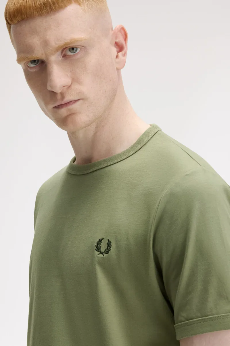 Fred Perry M3519-X88 Ringer T-shirt Olive-4