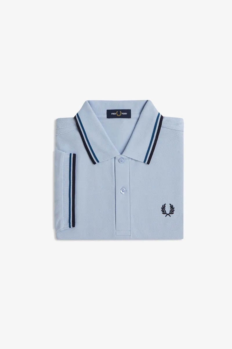 Fred Perry M3600-Y58 Polo T-shirt Light Smoke / Petrol Blue-4