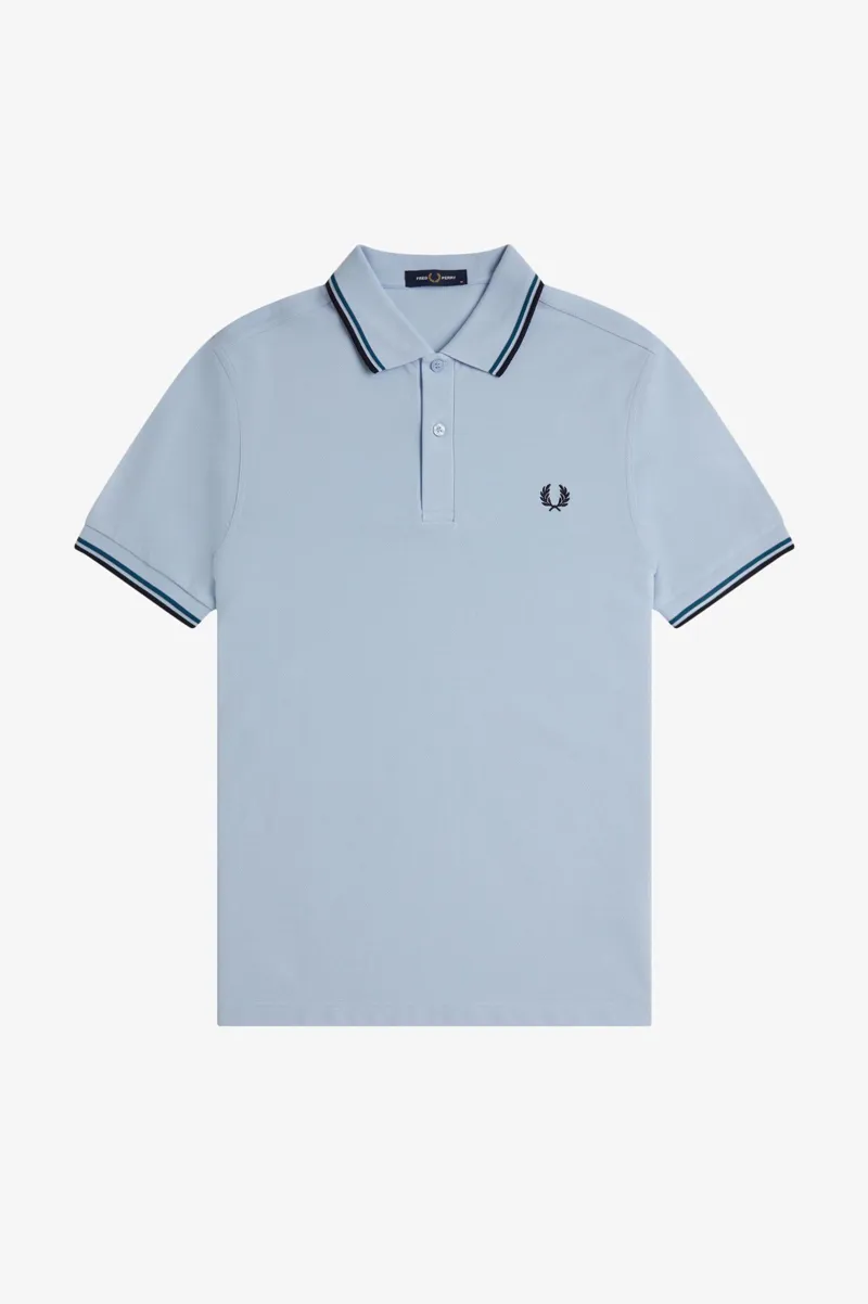 Fred Perry M3600-Y58 Polo T-shirt Light Smoke / Petrol Blue-6