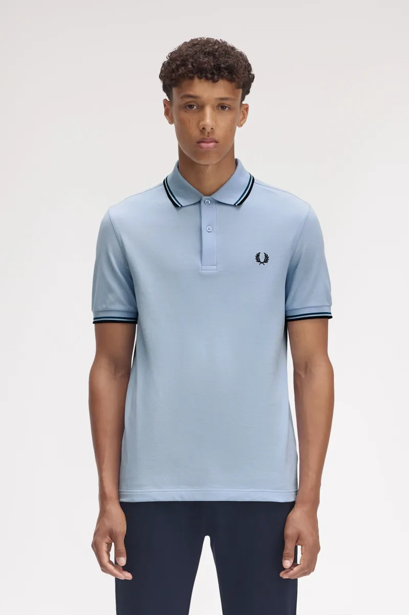 Fred Perry M3600-Y58 Polo T-shirt Light Smoke / Petrol Blue-1