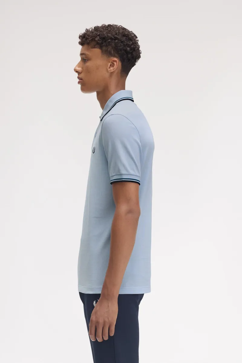 Fred Perry M3600-Y58 Polo T-shirt Light Smoke / Petrol Blue-2